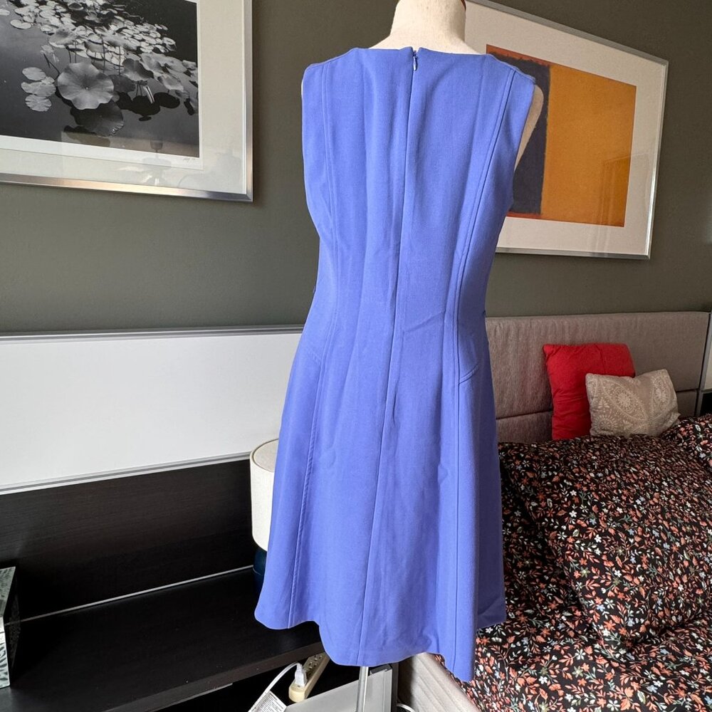 - White House Black Market WHBM Purple Fit Flare Sleeveless Sheath Dress US 6 - Picture 8 of 8